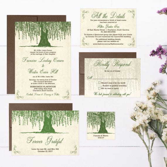 Weeping Willow Wedding Invitation Template Printable Invite | Etsy