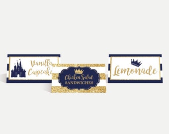 Prince Baby Shower Food Tent Cards Template - Food Tent Card Instant Download, Editable Buffet, Printable Party Decoration, Hadley Designs