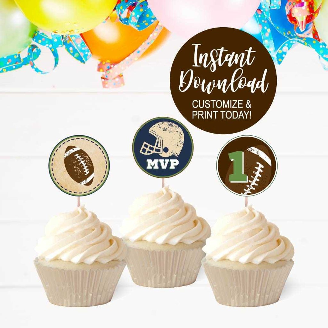 Cupcake Toppers Football, Birthday Cupcake Toppers Printable, First ...