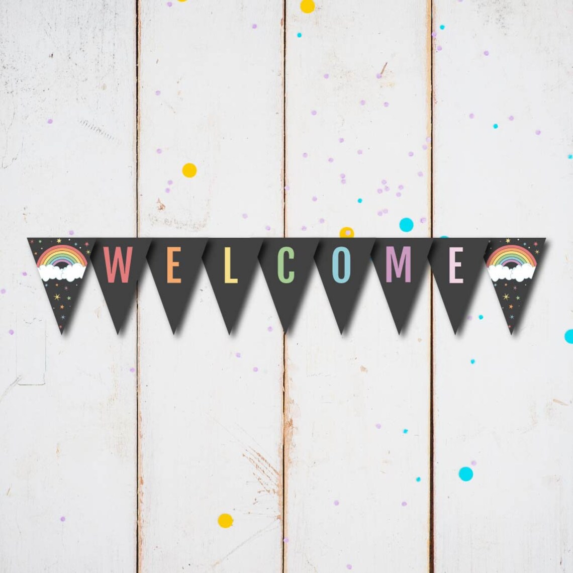 Rainbow Baby Shower Banner Template Baby Shower Banner Etsy