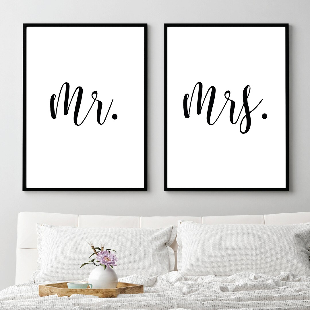 Mr. and Mrs. Printable Sign Set Home Decor Gifts Bedroom - Etsy