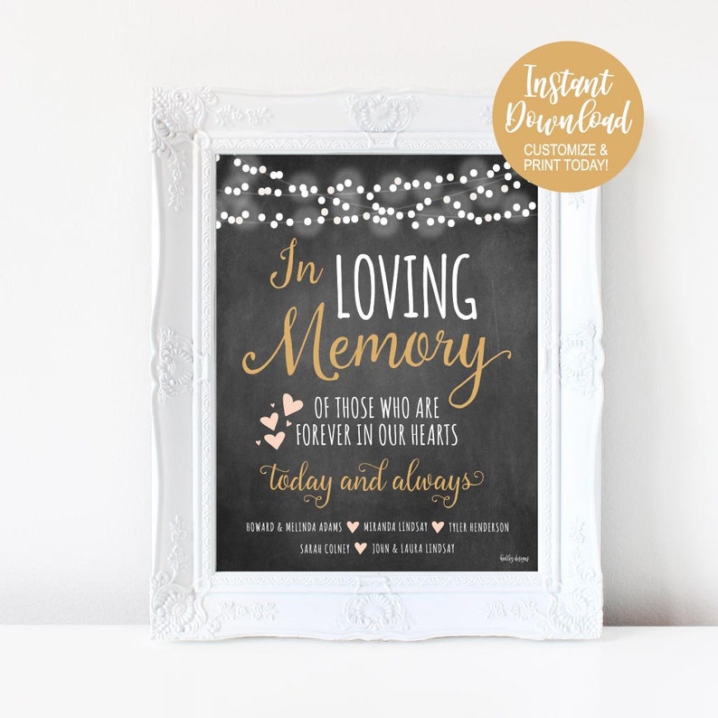 Memorial Sign Table Custom Wedding Printable Signage3 Signs For Weddings In Memory Of Remembrance Sign In Loving Memory Wedding Sign