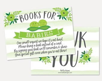 Peas In A Pod Twins Baby Shower Book Request Template - Baby Shower Games Printable, Baby Shower Book Request, Edit Yourself, DIY