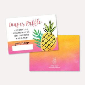 Pineapple Baby Shower Diaper Raffle Template - Pineapple Diaper Raffle Ticket Printable, Diaper Raffle Ticket Pineapple, Diaper Raffle Cards