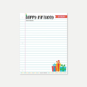 Plantilla de carta de cumpleaños editable, papelería con membrete imprimible, tarjeta personalizada para niños niño o niña regalo de fiesta de cumpleaños, descarga instantánea