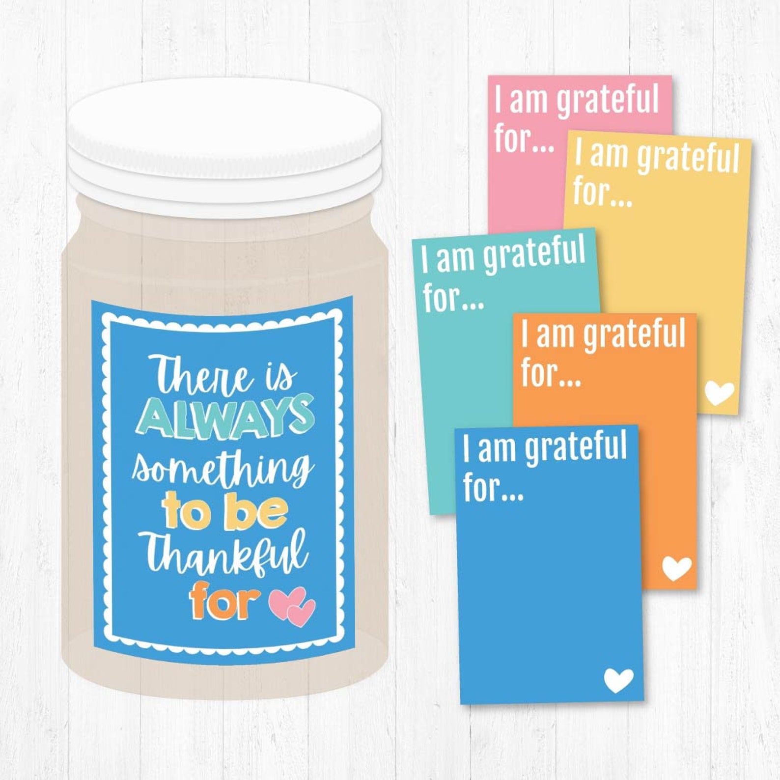 Gratitude Jar Printable I am Grateful For Cards Template | Etsy