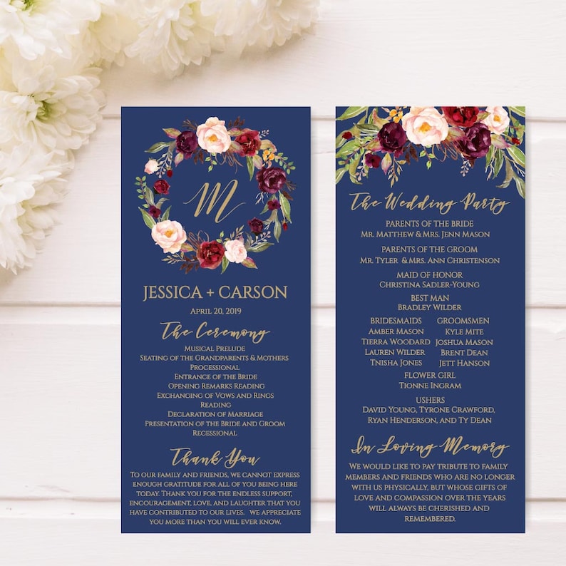 Wedding Program Thank You Messages Best Wedding Ceremony Programs Wedding Program Printables Template Wedding Programs Online Template