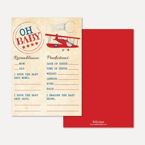 Modelo de cartão de previsão de chá de bebê de avião - lembrança de chá de bebê para impressão, previsão de download instantâneo, designs Hadley