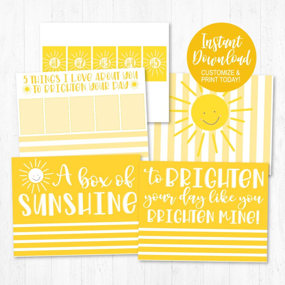 Box Of Sunshine Printable Care Package Flaps Template Cheer Up Get