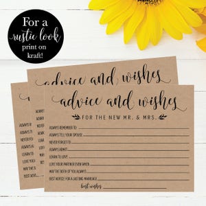 Words of Wisdom Printable Wedding Cards, Guest Book Idea, Rustic Advice Cards for Newlyweds Bridal Shower or Reception, DIY Instant Download image 2