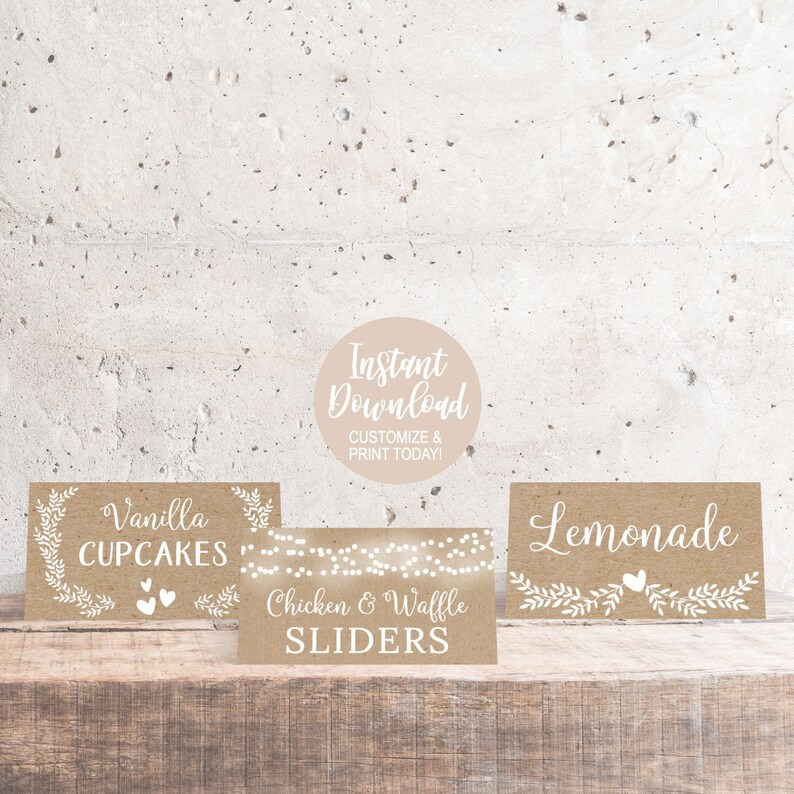 Printable Food Tent Cards Food Tent Labels Editable Etsy