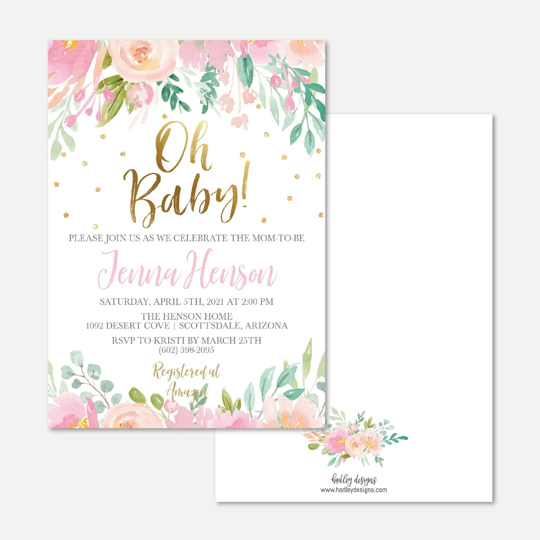 Pink Pastel Floral Baby Shower Invitation Template Affordable Baby ...