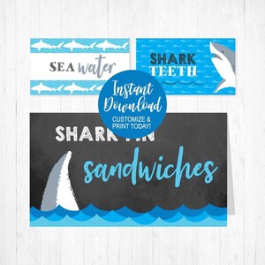 Food Labels Shark, Food Label for Buffet, Shark Food Label, Food Tent ...