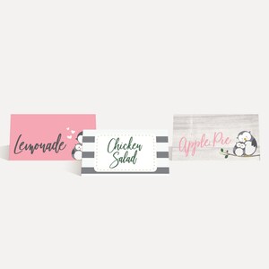 Eule Mädchen Rosa bearbeitbare Essenszeltkarten, Essenszeltkarten Sofort Download, bearbeitbare Buffetkarten, druckbare Partydekoration, Hadley Designs