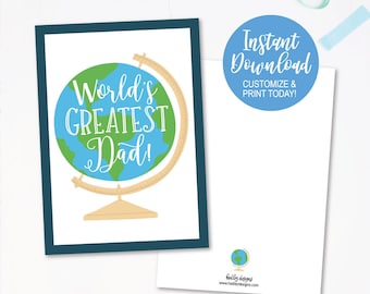 Fathers Day Card Printable, Instant Download, Father Card, Handmade Fathers Day, Birthday Card For Dad, Gifts For Him, Fathers Day Print