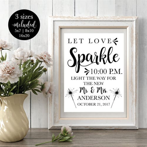 Editable Let Love Sparkle Wedding Sign Send off Rustic Wedding - Etsy