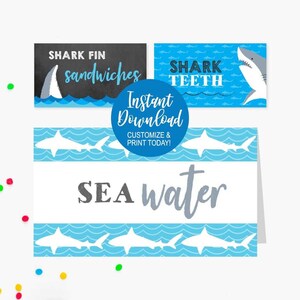 Food Labels Shark, Food Label for Buffet, Shark Food Label, Food Tent ...