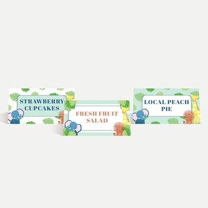 Safari Babyparty Essen Zelt Karten Vorlage - Essen Zelt Karte sofortiger Download, bearbeitbare Buffet Karte, druckbare Party Dekoration