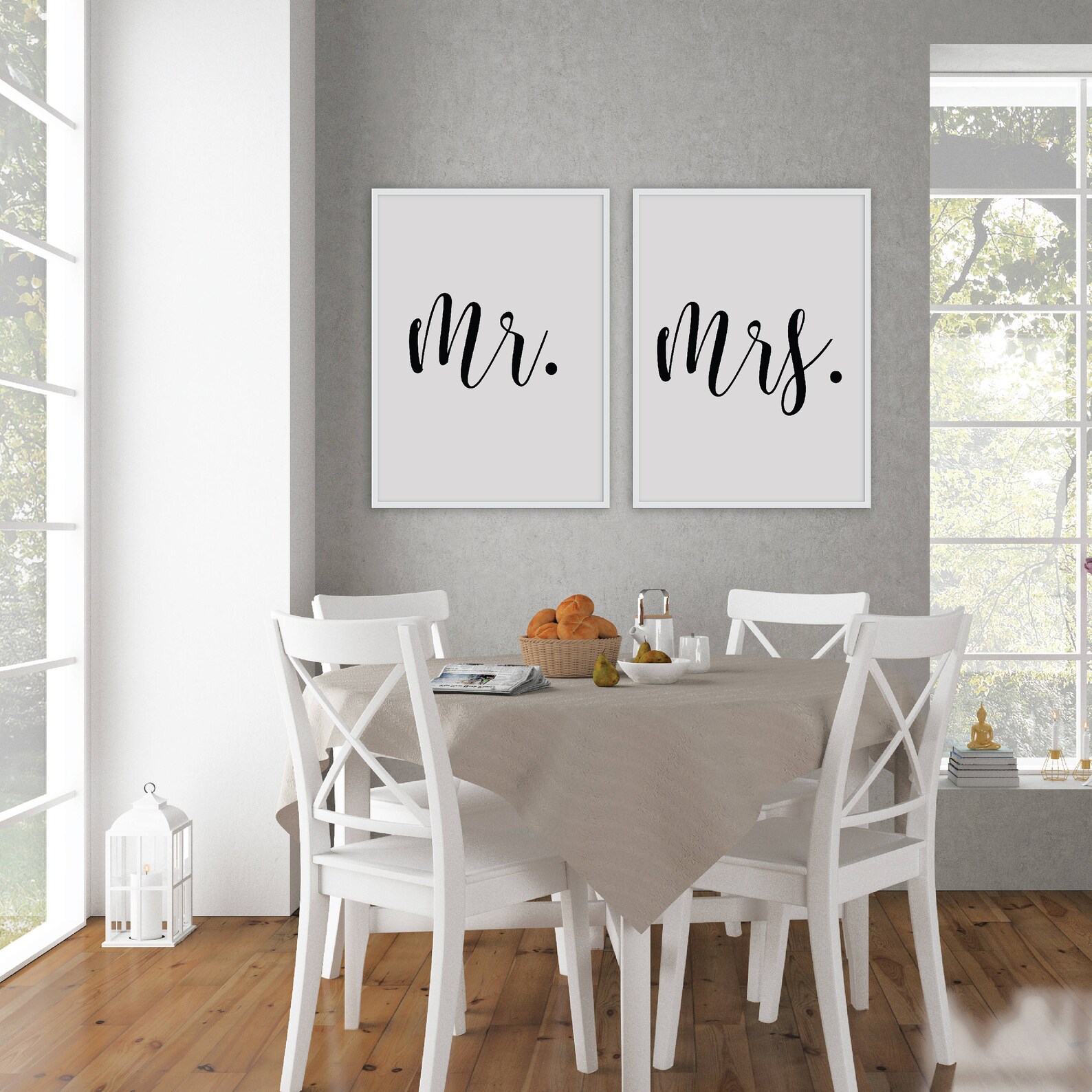 Mr. and Mrs. Printable Sign Set, Minimalist Rustic Wall Art, Love ...
