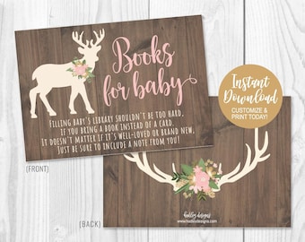 Demande modifiable, Demande de livre Téléchargement instantané, Demande de livre Baby Shower, Carte de demande de livre pour douche, Encart de demande de livre, Imprimable
