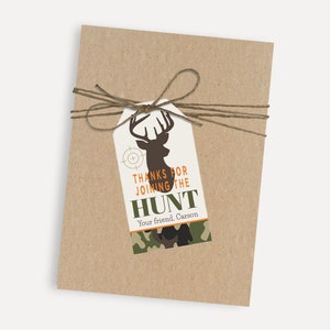 Camo Hunting Kids Party Gracias Favor Tags Plantilla - Etiqueta de regalo personalizada, Etiquetas de favor personalizadas, Etiquetas de favor imprimibles, Etiqueta de favor de cumpleaños