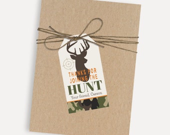 Camo Hunting Kids Party Thank You Favor Tags Template - Custom Gift Tag, Personalized Favor Tags, Printable Favor Tags, Birthday Favor Tag
