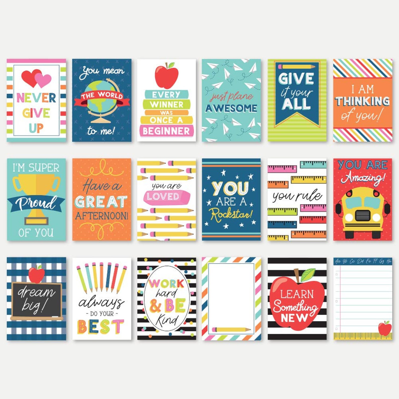 Lunchbox Notes Templates - Lunch Box Notes for Kids, Printable Lunch ...
