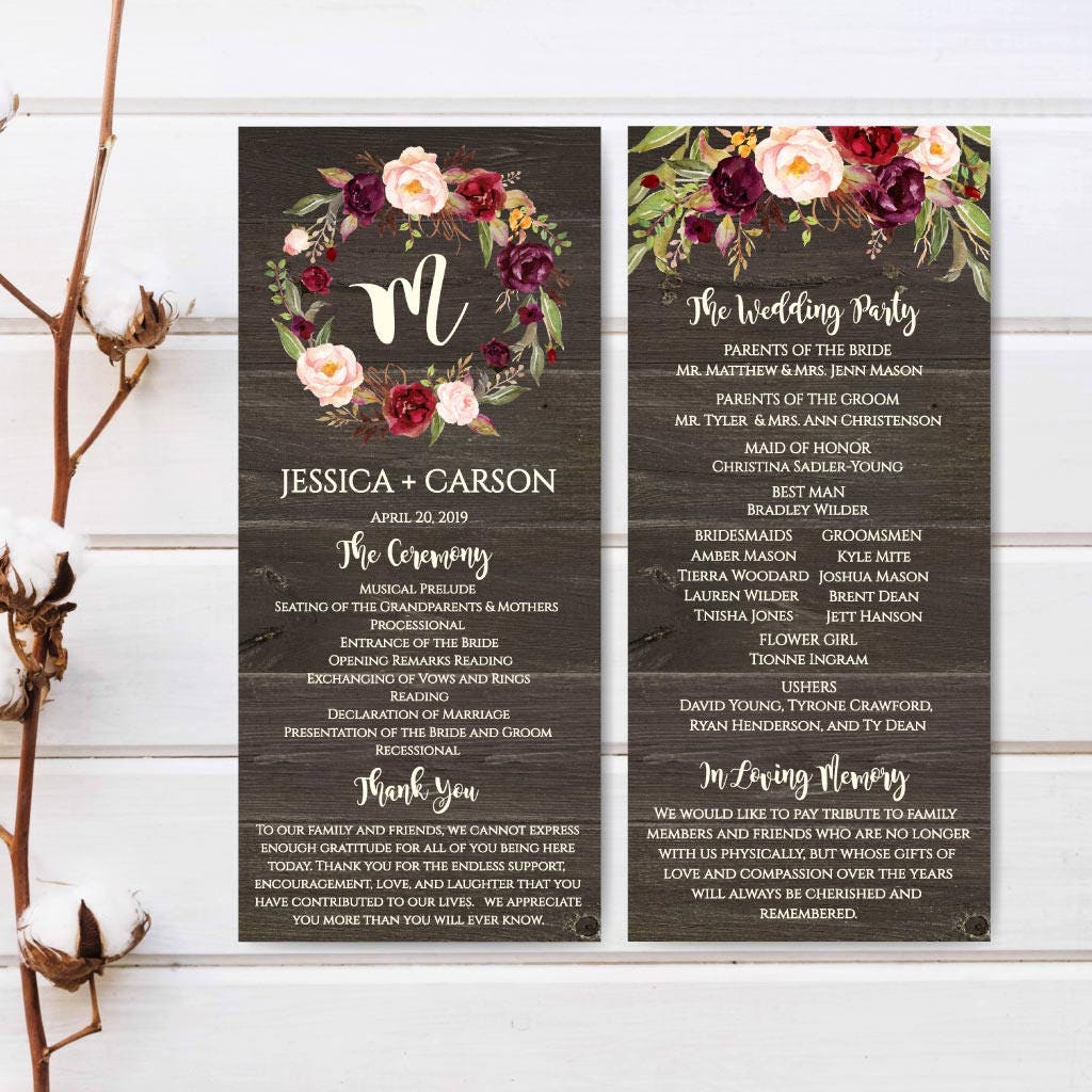 wedding program template download