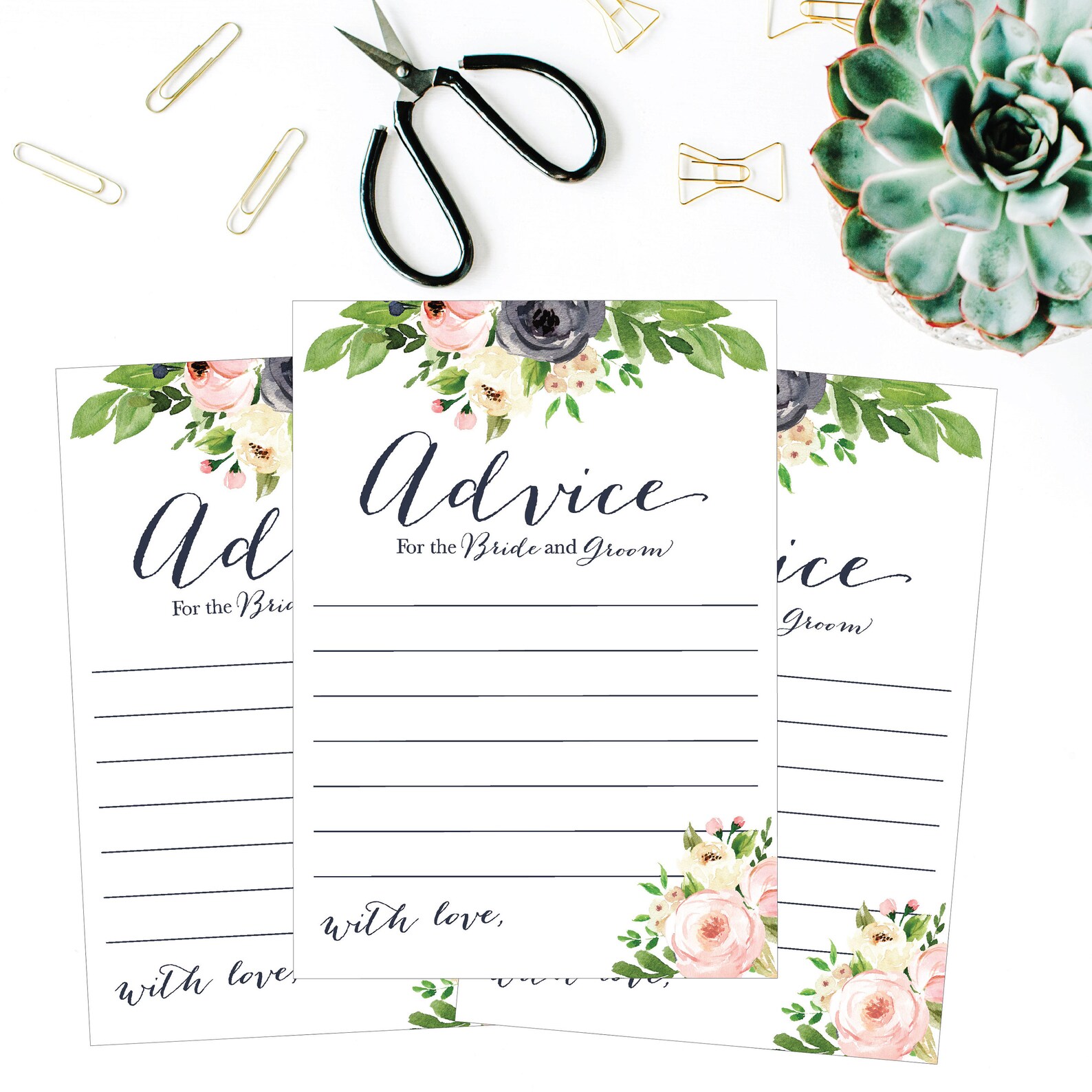 Wedding Advice Cards Floral Printable Wedding Advice Cards | Etsy