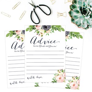 Wedding Advice Cards Floral, Printable Wedding Advice Cards Funny Advice For The Bride Printable Template, Wedding Advice Letter Party Games