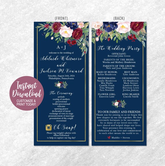 Wedding Programs Catholic Wedding Programs Cheap Wedding Etsy