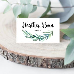 Eucalyptus Wreath Greenery Wedding Place Card Flat and Tented, Hadley Designs, Place Cards Wedding Reception, Wedding Place Card Calligraphy
