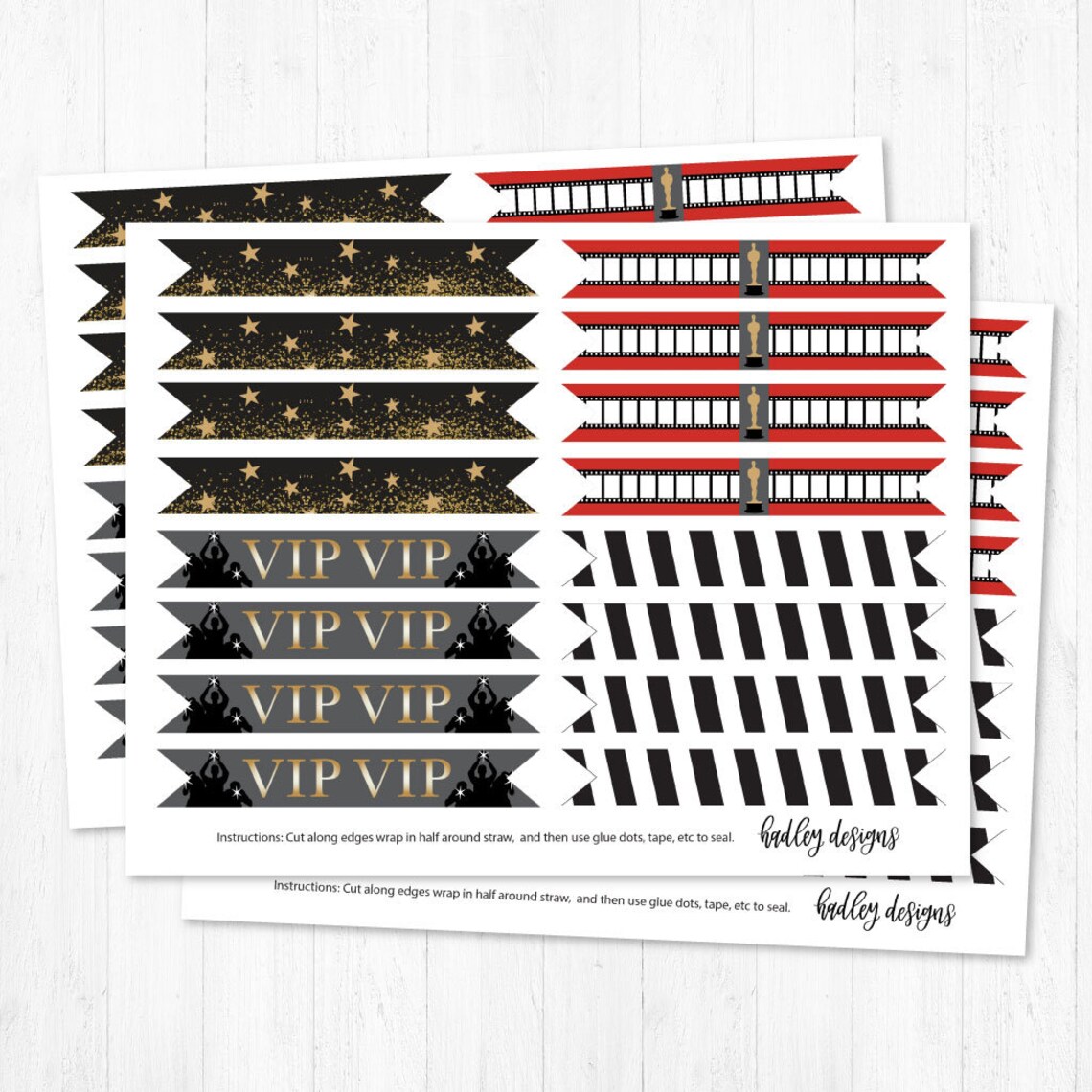 VIP Kids Party Straw Flags Template Printable Straw Flag - Etsy