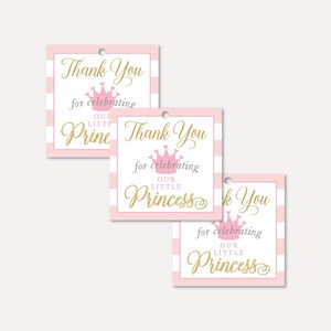 Princess Baby Shower Thank You Favor Tags Template -Thank You Favor Tag Baby Shower, Thank You Favor Tag Printable, Baby Shower Thank