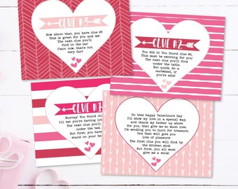 Valentine's Day Scavenger Hunt Template - Scavenger Hunt Cards, Scavenger Hunt Clues, Printable Game For Kids, Party Games For Kids