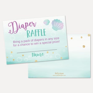 Meerjungfrau Baby Shower Windel Verlosung Vorlage - druckbare Karte, Windel Verlosung Sofort Download, Windel Verlosung Junge, Windel, Hadley Designs