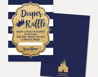 Prince Baby Shower Diaper Raffle Template -Ticket Printable, Diaper Raffle Instant Download, Diaper Raffle, Hadley Designs