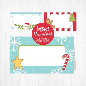 Christmas Table Settings, Christmas Labels Printable, Christmas Labels Template, Christmas Place Cards, Christmas Food Tent Card Template