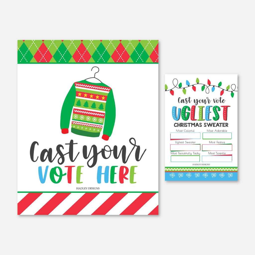 Ugly Sweater Voting Card Template Ugly Sweater Voting Cards | Etsy