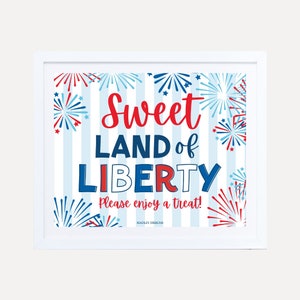 4th of July Party Favor Sign Printable, Patriotic BBQ Dessert Table Sign Template, Take a Treat Poster, Barbecue Decoration, Please Take One