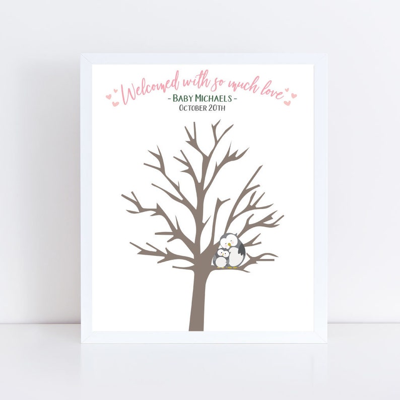 Owl Girl Baby Shower Guest Book Sign Template Printable Baby - Etsy