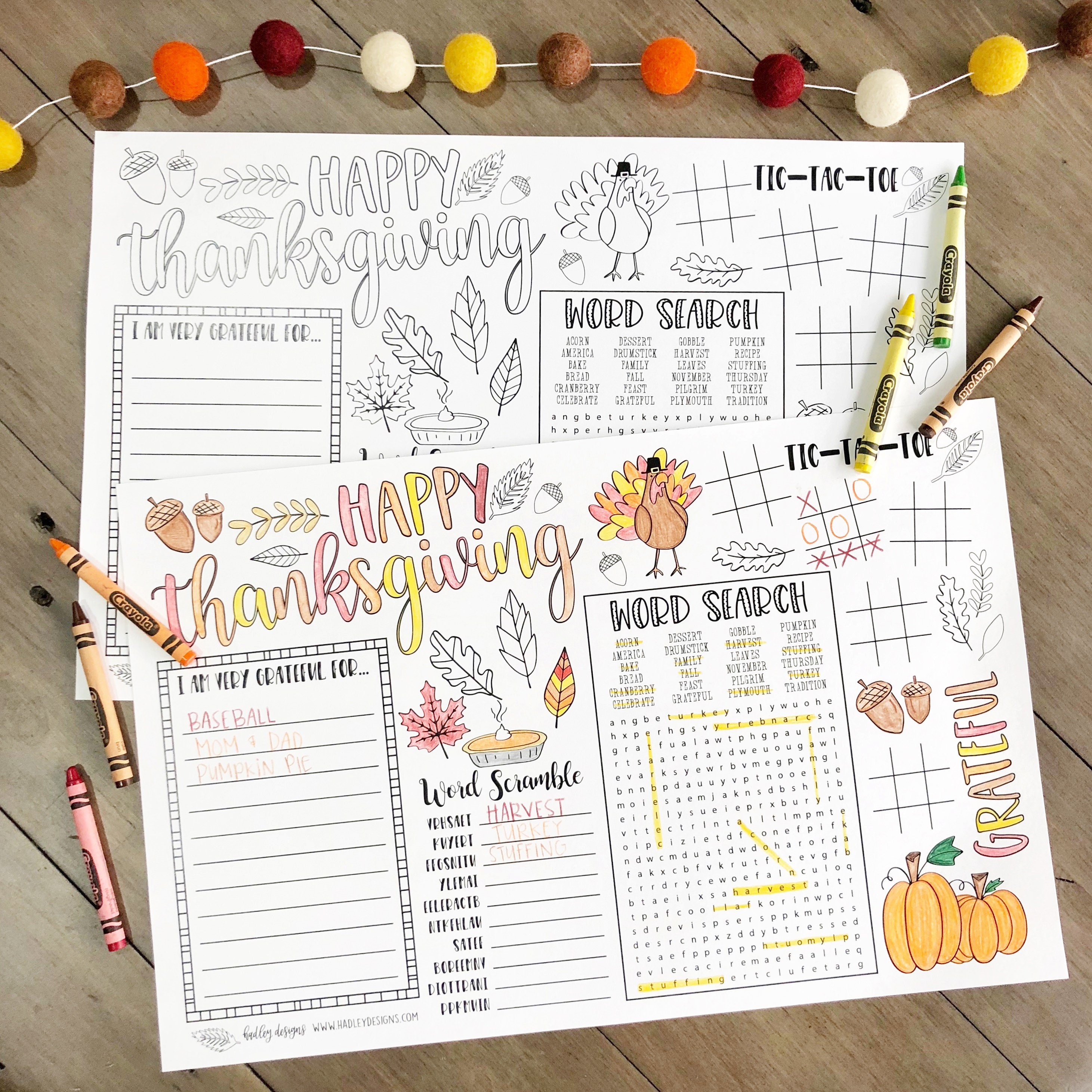 Printables for Kids Kids Thanksgiving Games Children's | Etsy