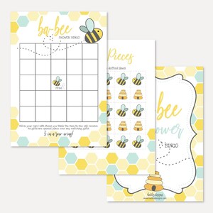 Bee Baby Douche Bingo Spel Sjabloon - Bingo Baby Douche, Baby Bingo Kwekerij, Baby Douche Bingo, Baby Douche Spel