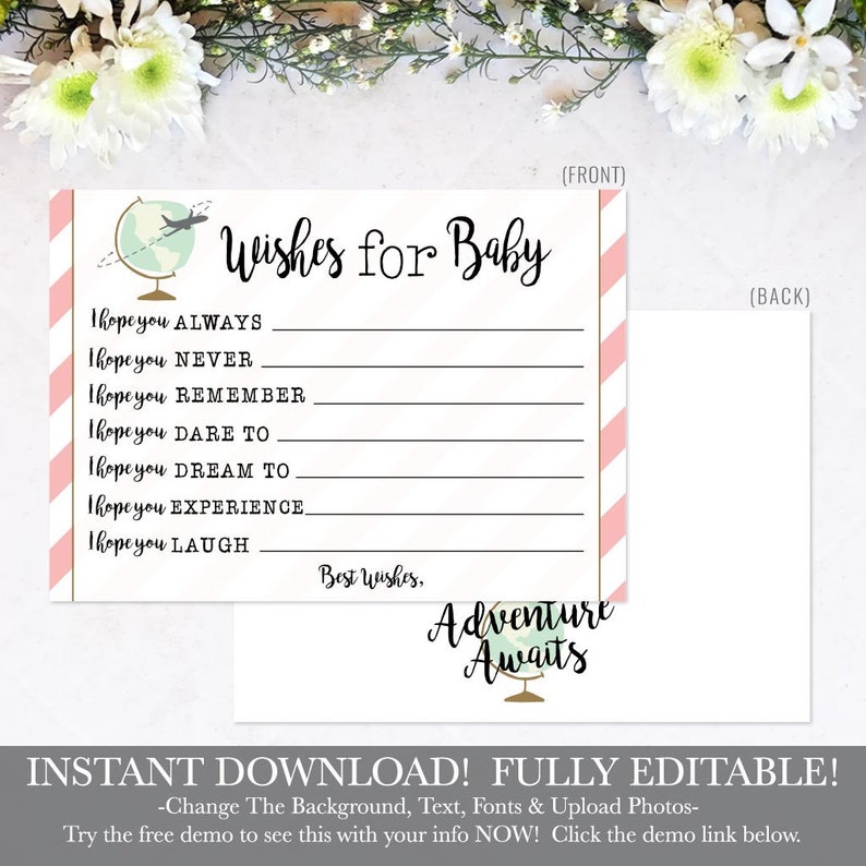 Editable Printable Advice Well Wishes for Baby Baby Keepsake - Etsy