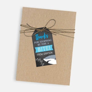 Modèle d'étiquettes de remerciement de fête d'enfants de requin - étiquette de faveur de fête d'enfant, étiquettes de remerciement pour enfants, étiquette de remerciement enfant, étiquette de remerciement anniversaire de requin
