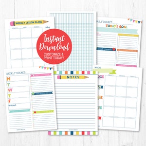 Customizable Homeschool Planner Printable, Homeschooling Daily Schedule for the Week, E-Learning Teacher, Editable Lesson Planner Template image 8