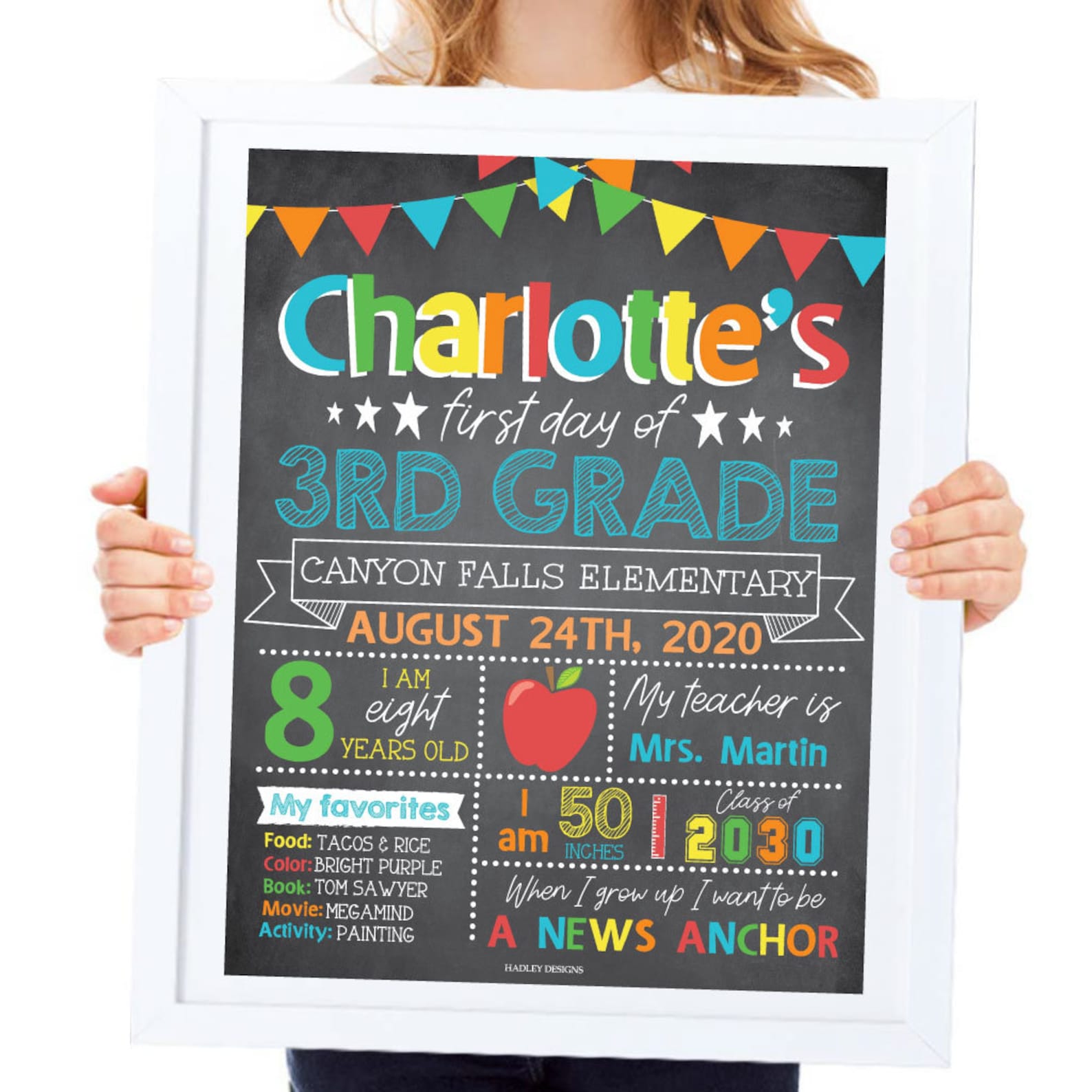 Back to School Printable Back to School Chalk Board First | Etsy