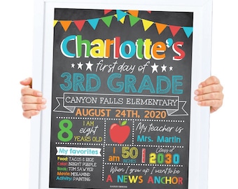 Back to School Printable, Back to School Chalk Board, First Day of School Sign Printable Editable, First Day of School Sign Chalkboard, PDF