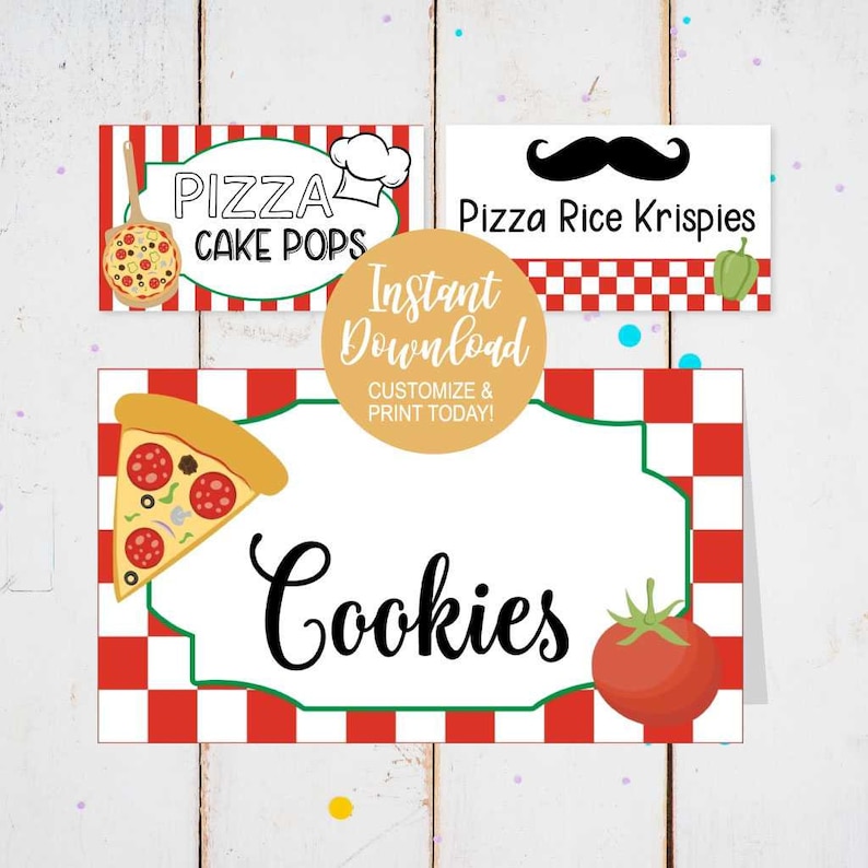 Printable Food Label Tents Printable Place Card Template Etsy