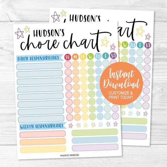 Chore Chart for Refrigerator, Chore Chart for Multiple Kids, Chore Chart Game, Chore Chart Kids Printable, Chore Chart Label Printables